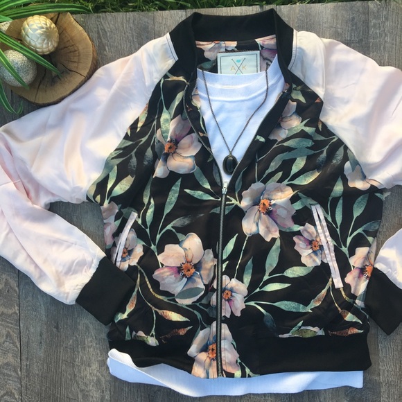 Angel Kiss Jackets & Blazers - ANGEL KISS FLOWER BOMBER JACKET